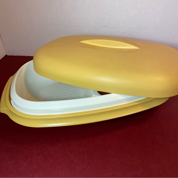 Tupperware 4 Piece Gold Veggie Rice Steamer Oval Serving Bowl - Picture 3 of 5